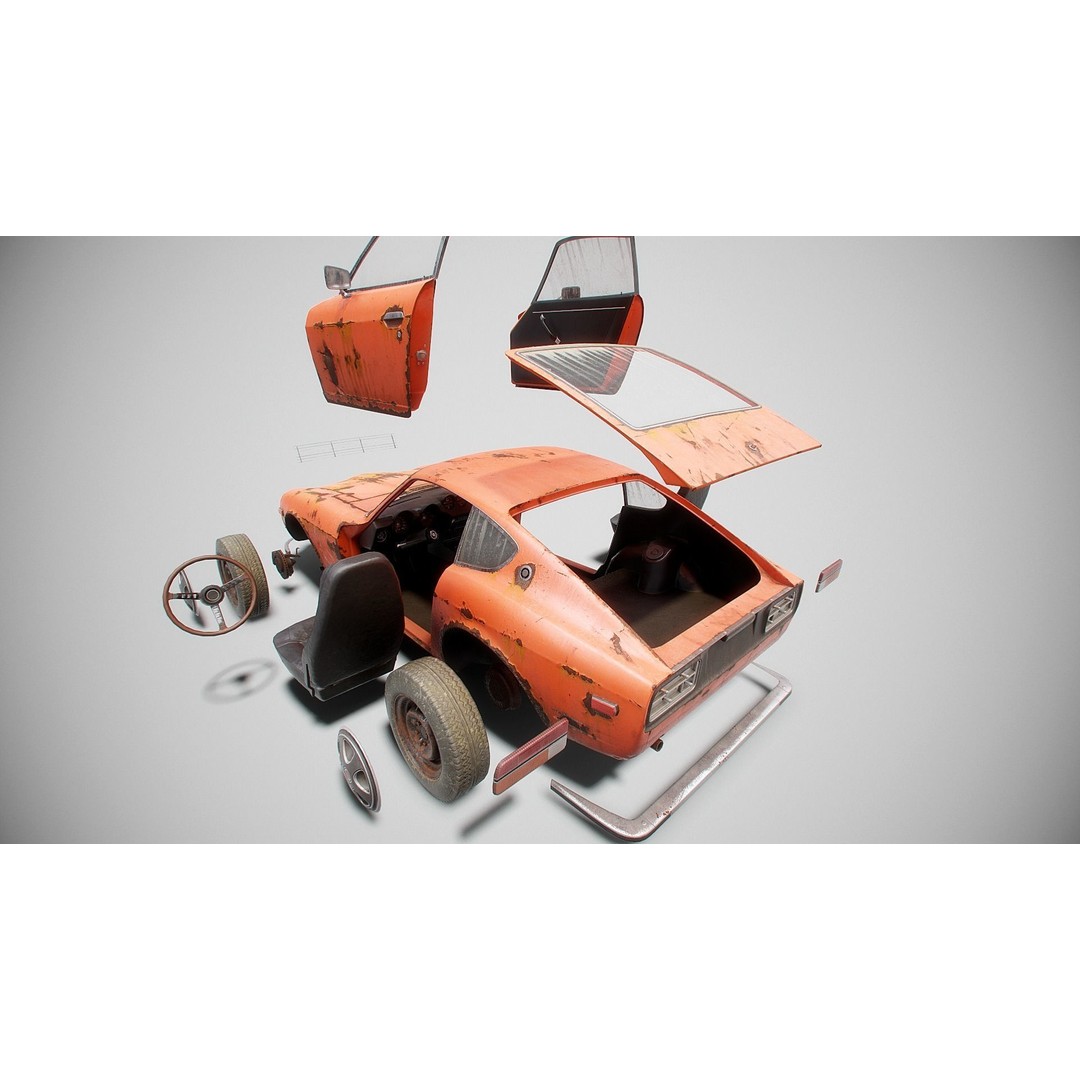 Classic Coupe Car 3D Model – Low Poly PBR Asset in 9 Color Variants - View 18