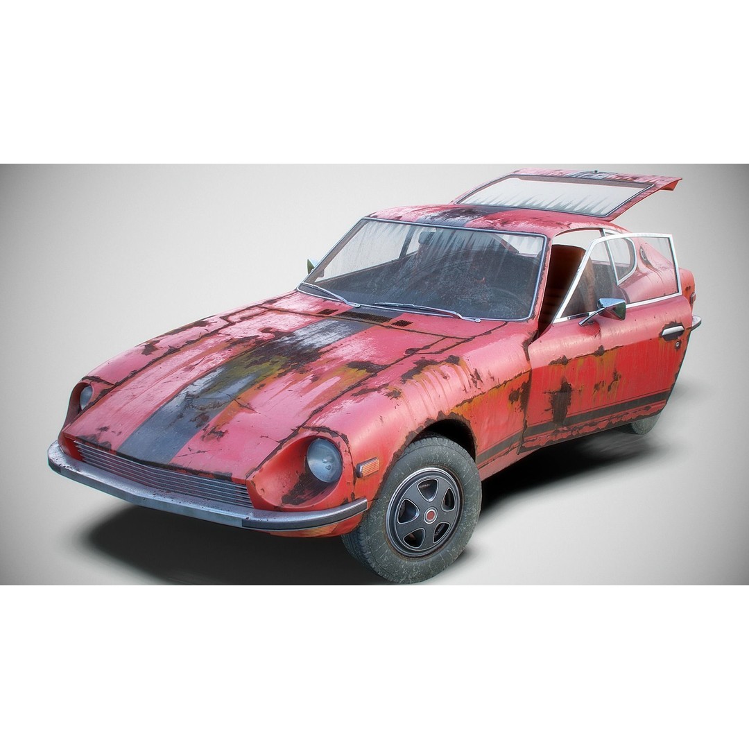 Classic Coupe Car 3D Model – Low Poly PBR Asset in 9 Color Variants - View 3