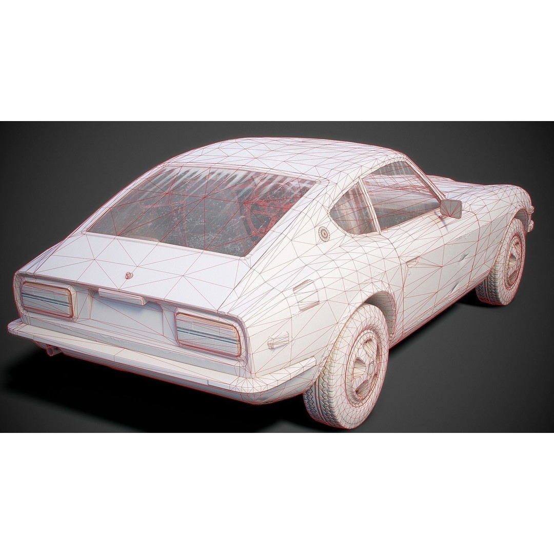Classic Coupe Car 3D Model – Low Poly PBR Asset in 9 Color Variants - View 35