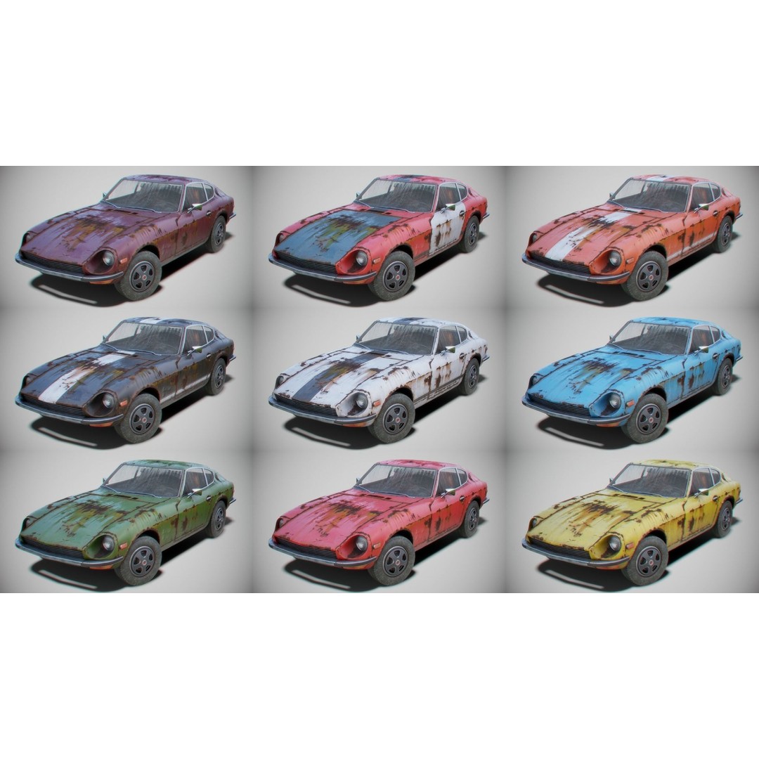Classic Coupe Car 3D Model – Low Poly PBR Asset in 9 Color Variants - View 5