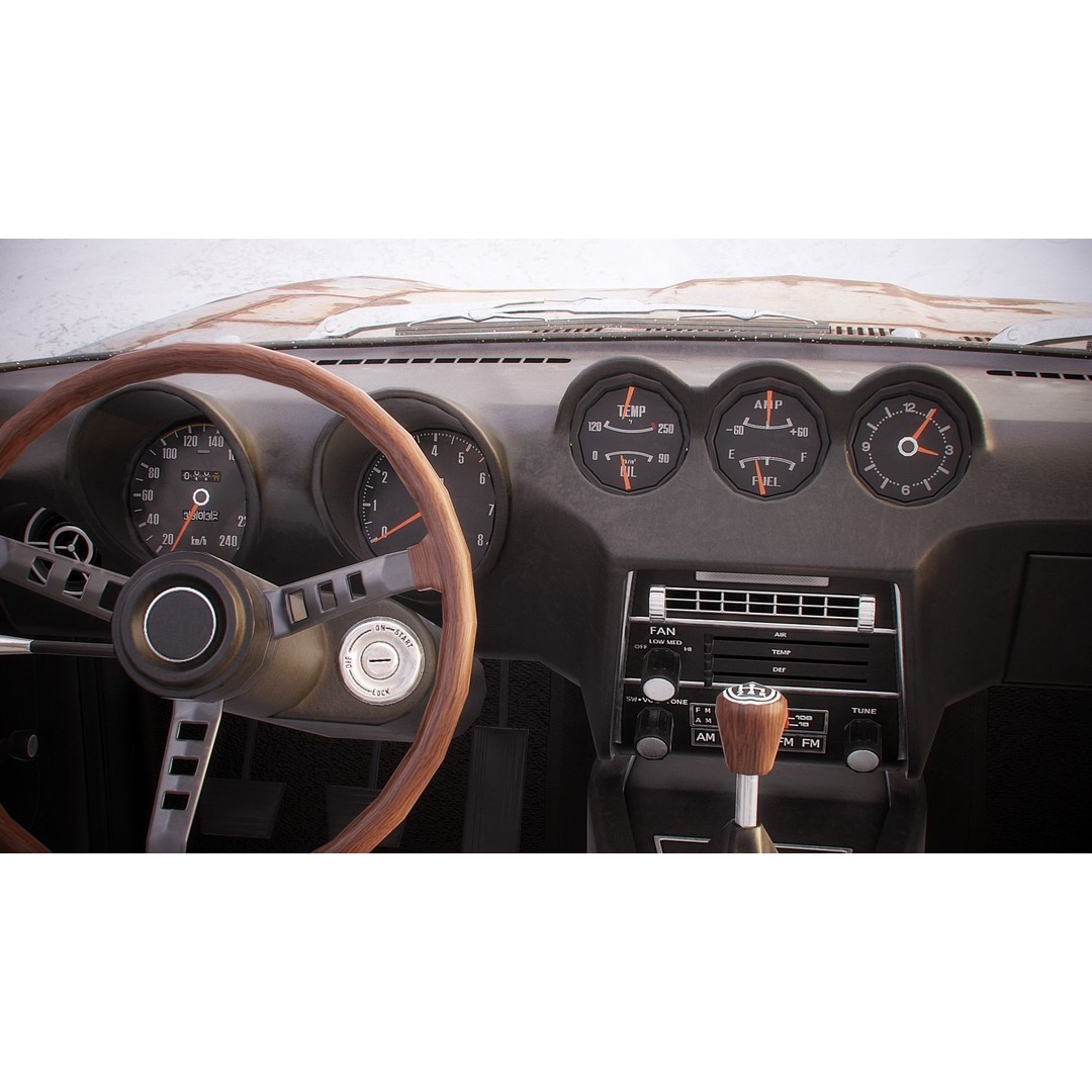 Classic Coupe Car 3D Model – Low Poly PBR Asset in 9 Color Variants - View 8