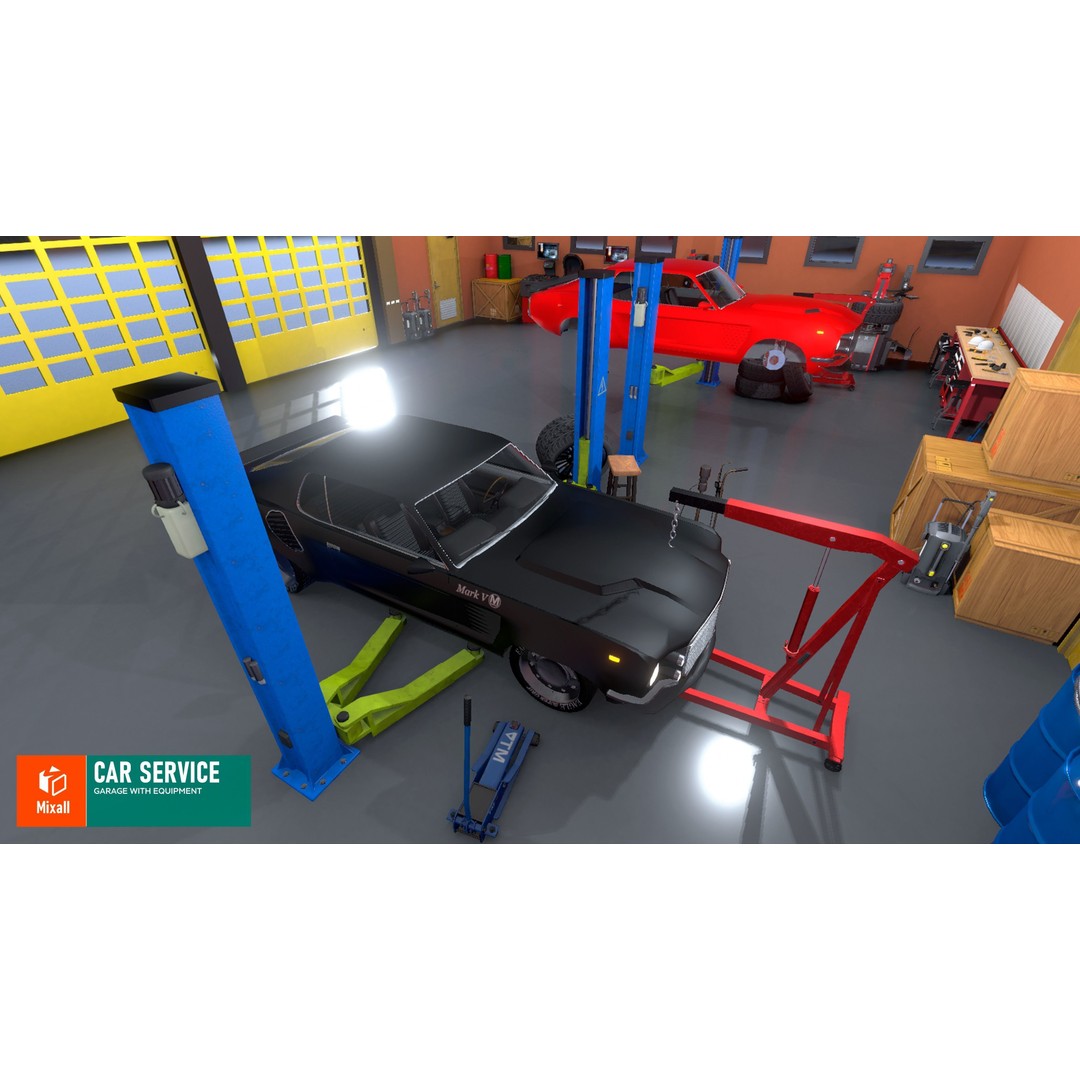 Car Service Garage 3D Model – Low Poly Modular Asset, FBX