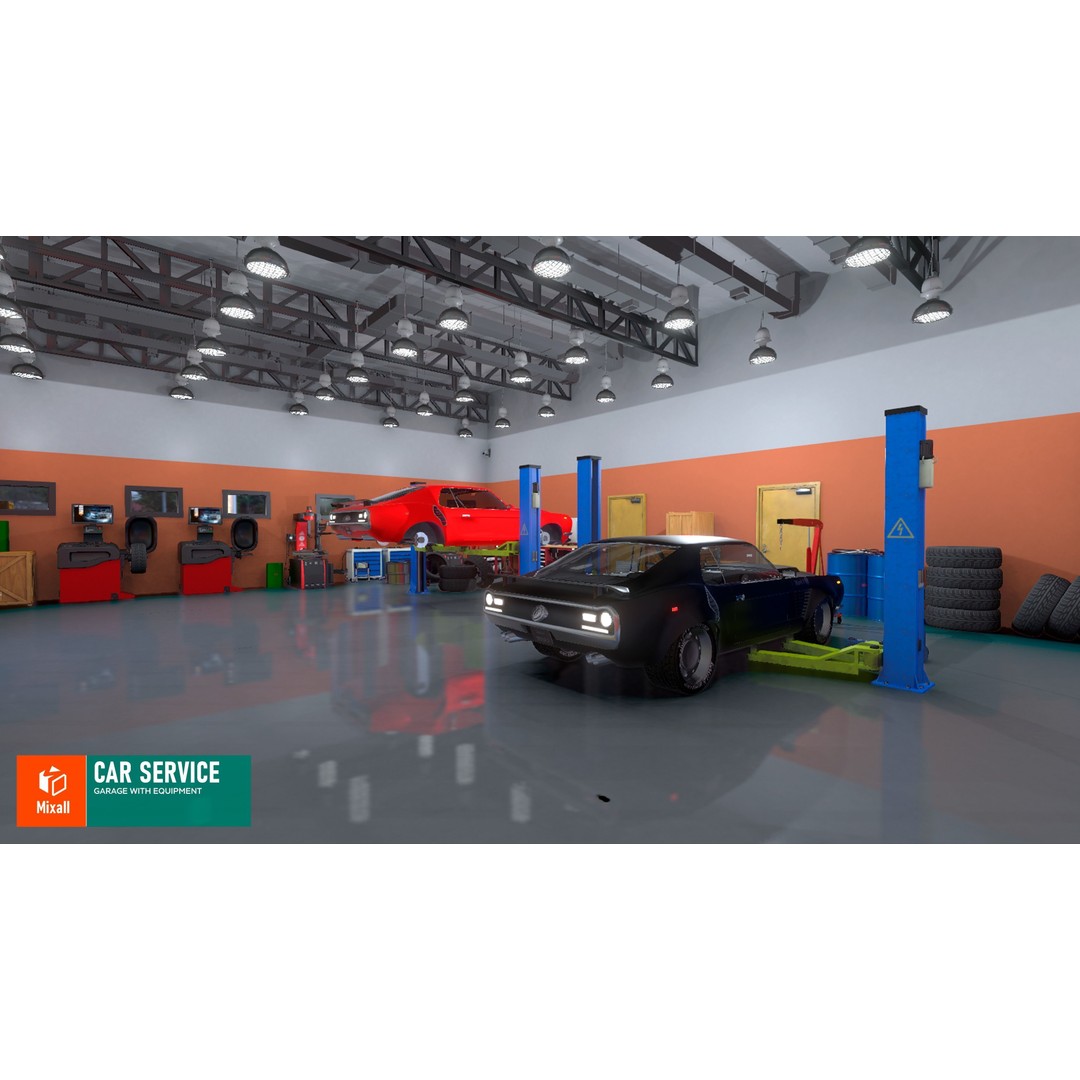 Car Service Garage 3D Model – Low Poly Modular Asset, FBX - View 14
