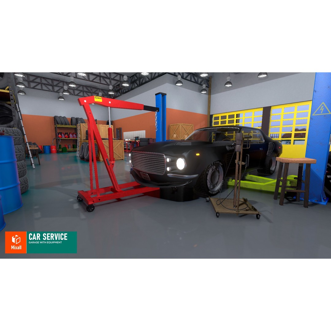Car Service Garage 3D Model – Low Poly Modular Asset, FBX - View 16