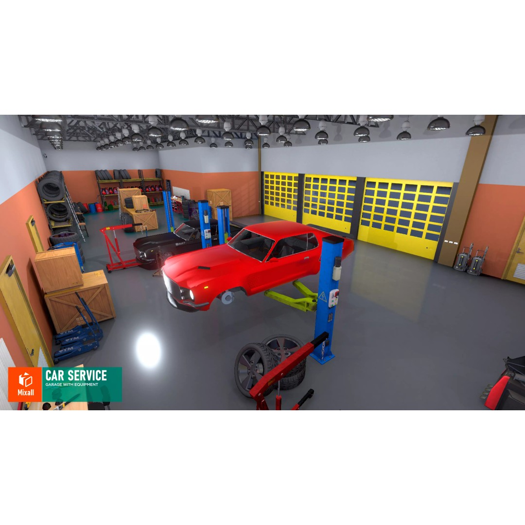 Car Service Garage 3D Model – Low Poly Modular Asset, FBX - View 2