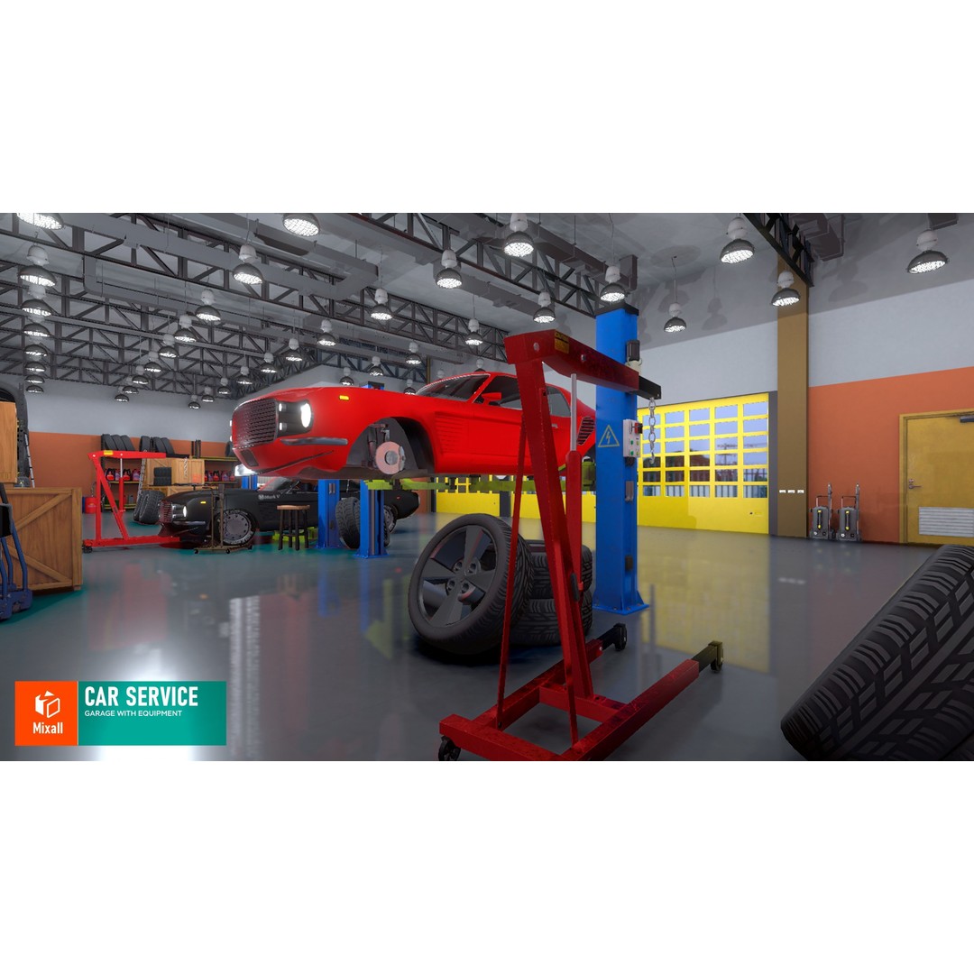 Car Service Garage 3D Model – Low Poly Modular Asset, FBX - View 7