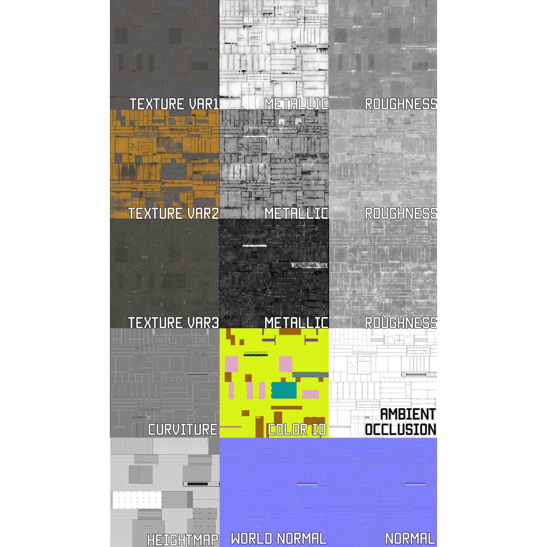 Sci-Fi Wall Panel Texture Set C – PBR Textures for Spaceships