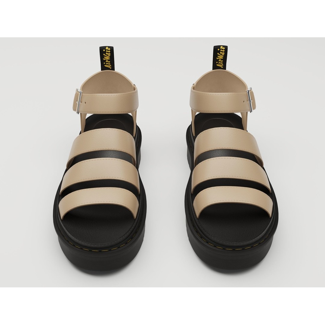Strap Sandals 3D Model – Low Poly Game Ready Footwear, FBX, OBJ - View 10