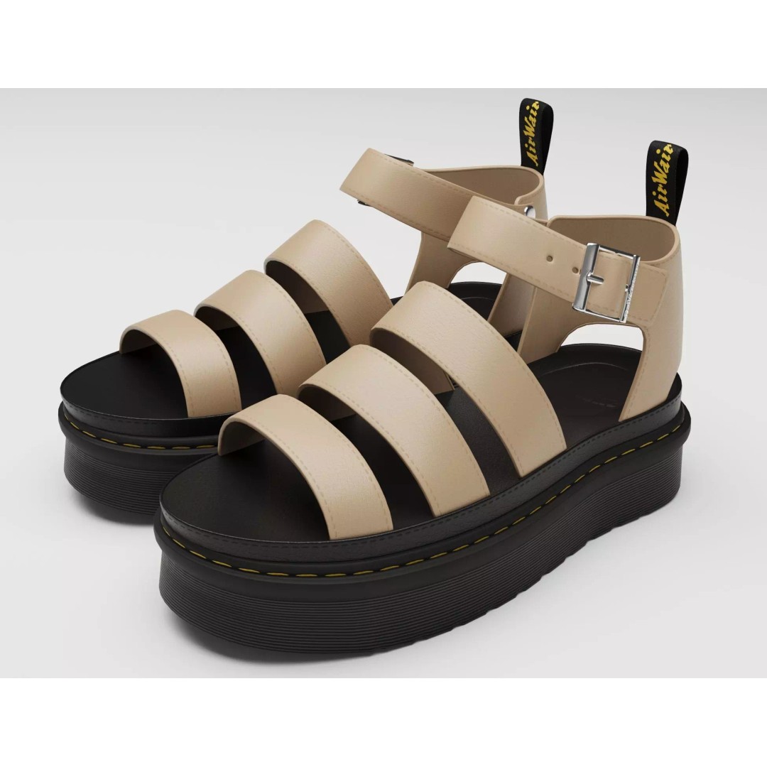Strap Sandals 3D Model – Low Poly Game Ready Footwear, FBX, OBJ - View 2