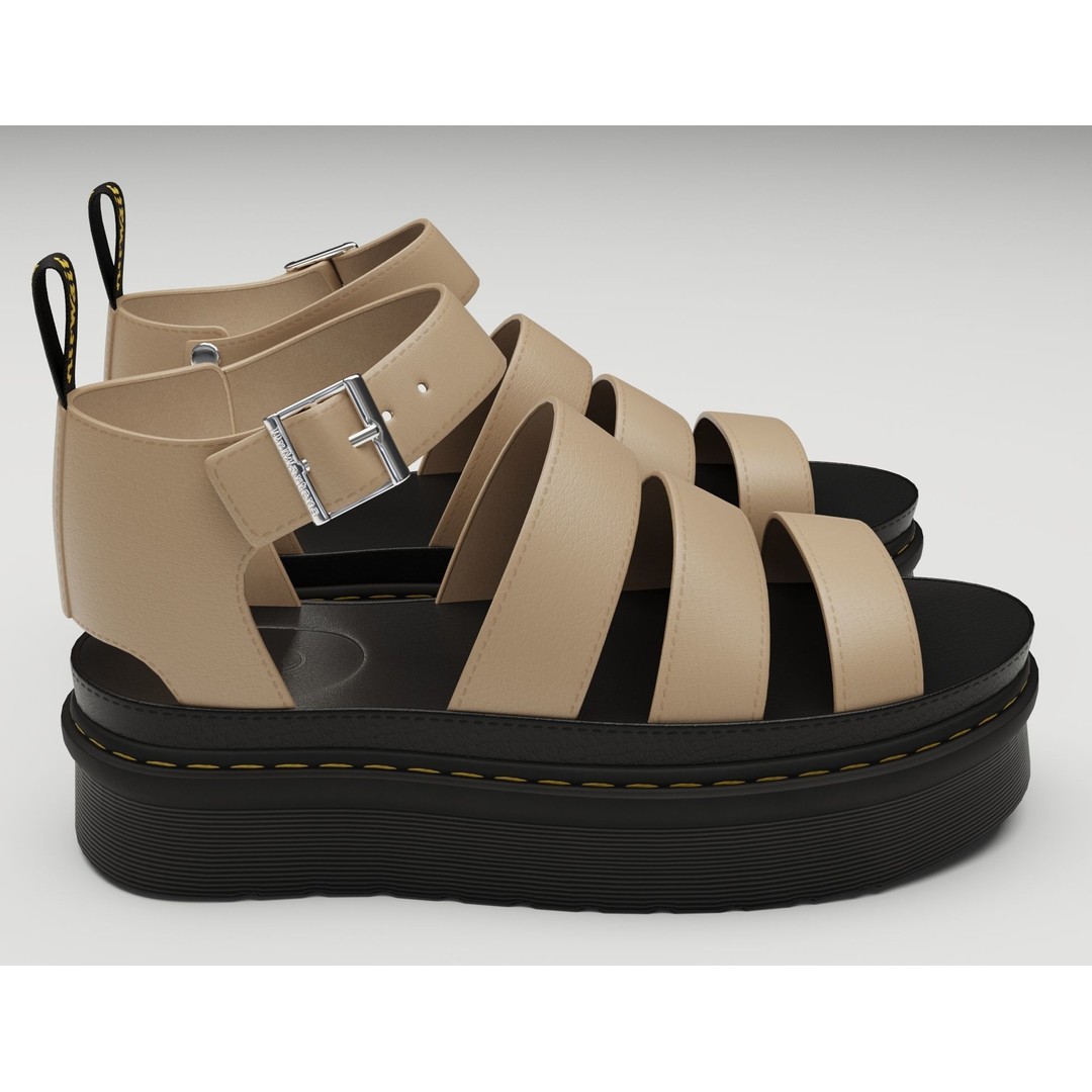Strap Sandals 3D Model – Low Poly Game Ready Footwear, FBX, OBJ - View 4
