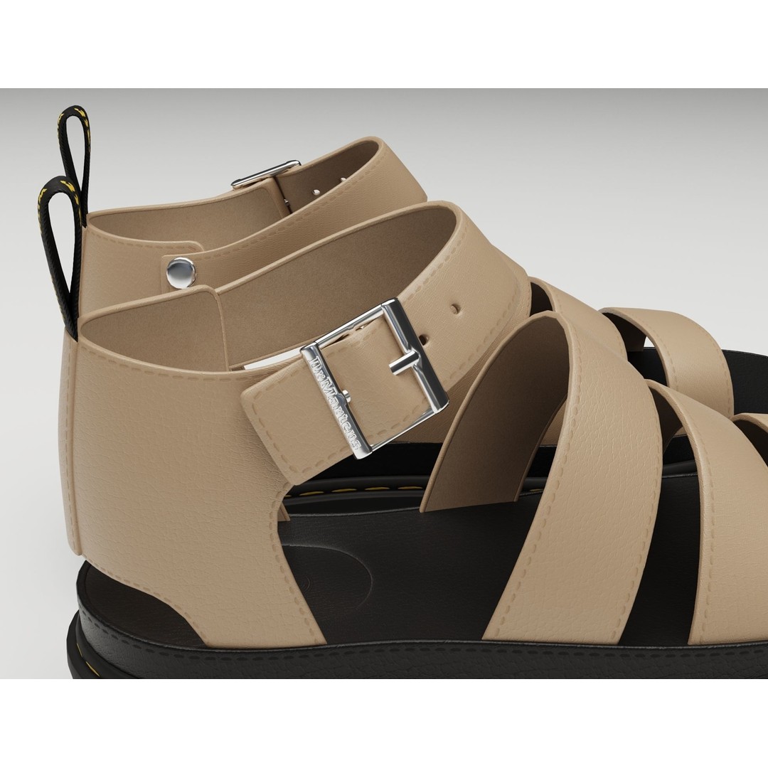 Strap Sandals 3D Model – Low Poly Game Ready Footwear, FBX, OBJ - View 5