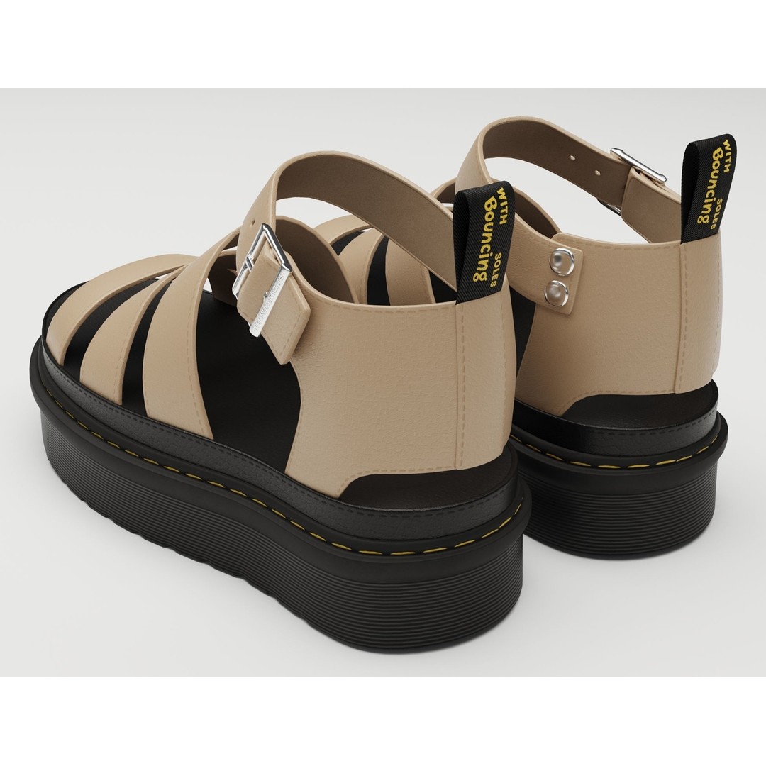 Strap Sandals 3D Model – Low Poly Game Ready Footwear, FBX, OBJ - View 6