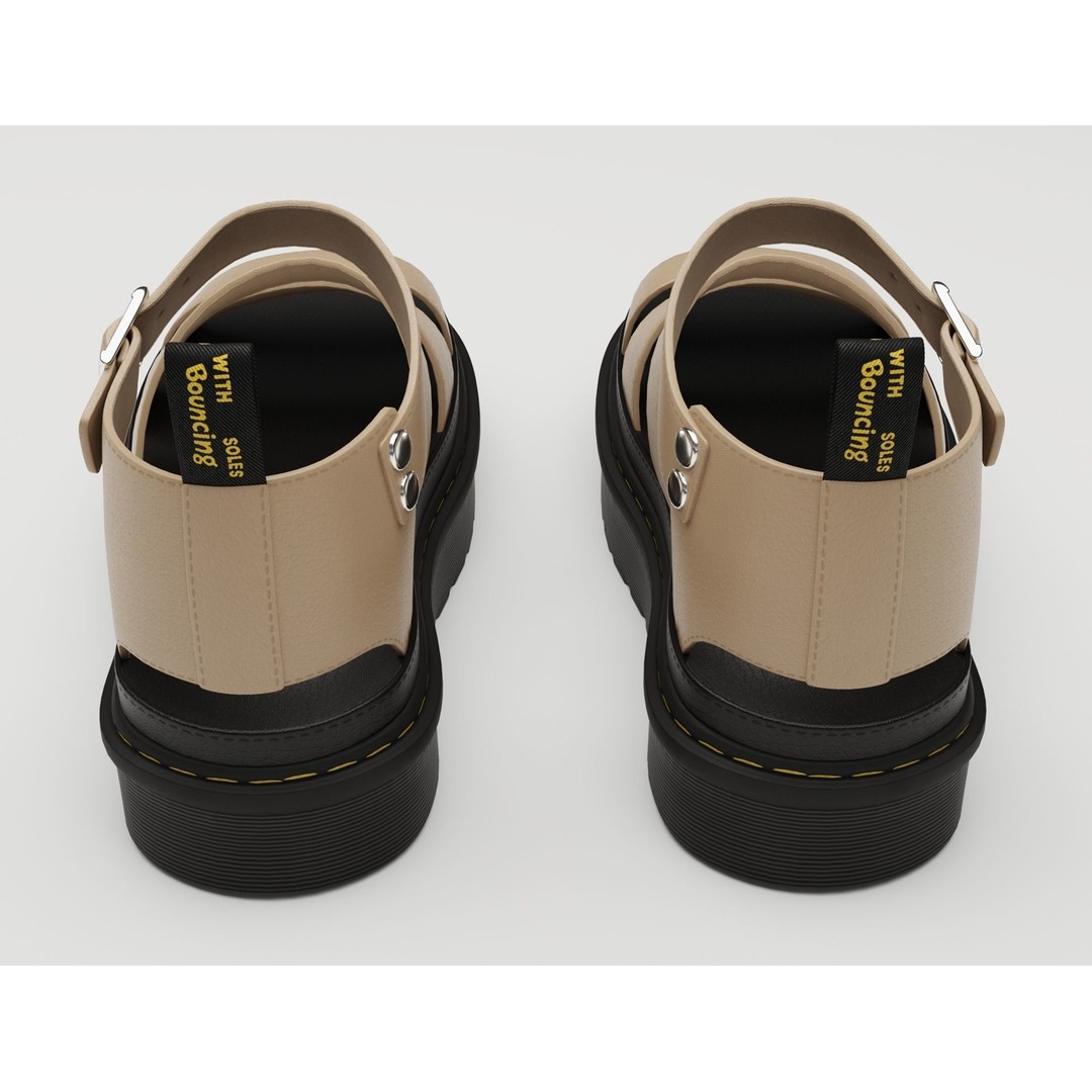 Strap Sandals 3D Model – Low Poly Game Ready Footwear, FBX, OBJ - View 7