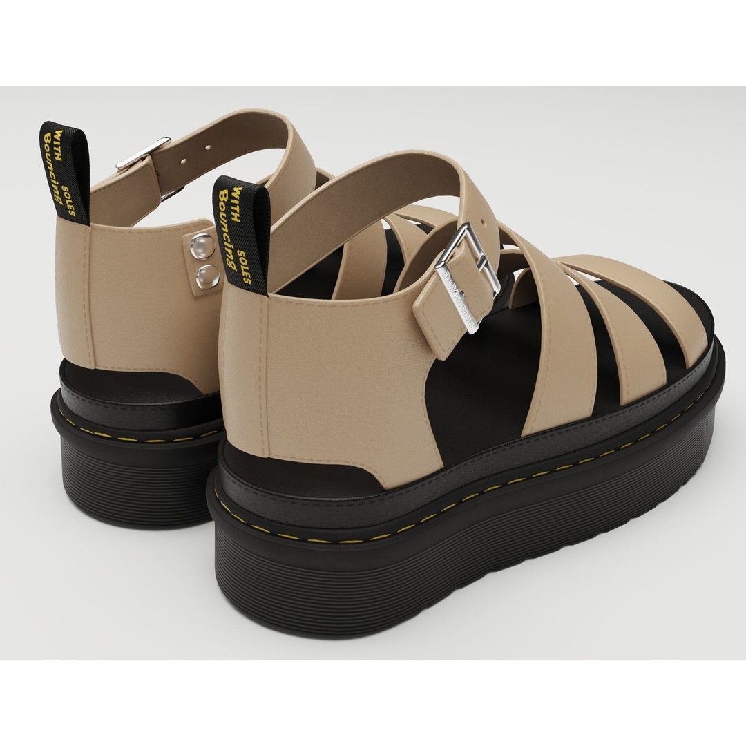 Strap Sandals 3D Model – Low Poly Game Ready Footwear, FBX, OBJ - View 8