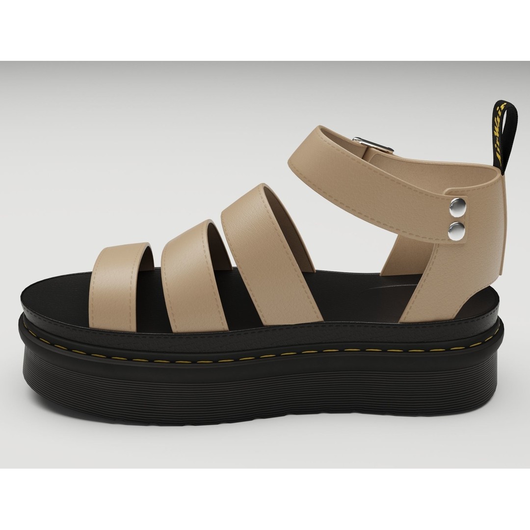 Strap Sandals 3D Model – Low Poly Game Ready Footwear, FBX, OBJ - View 9
