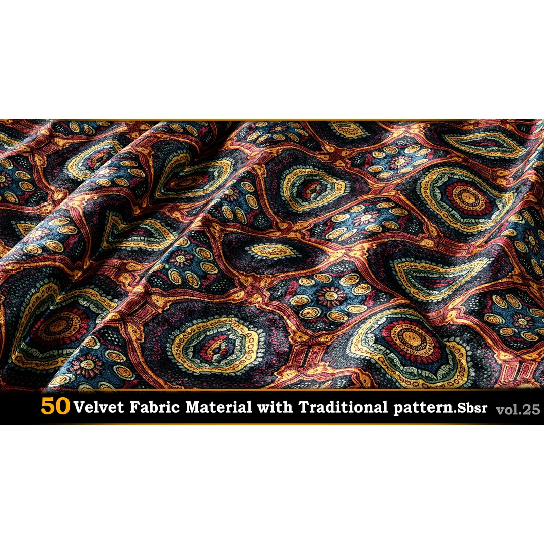 50 Velvet Fabric Materials – Traditional Pattern Textures for Fabric Design - View 10