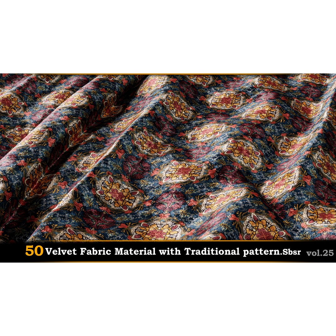 50 Velvet Fabric Materials – Traditional Pattern Textures for Fabric Design - View 13