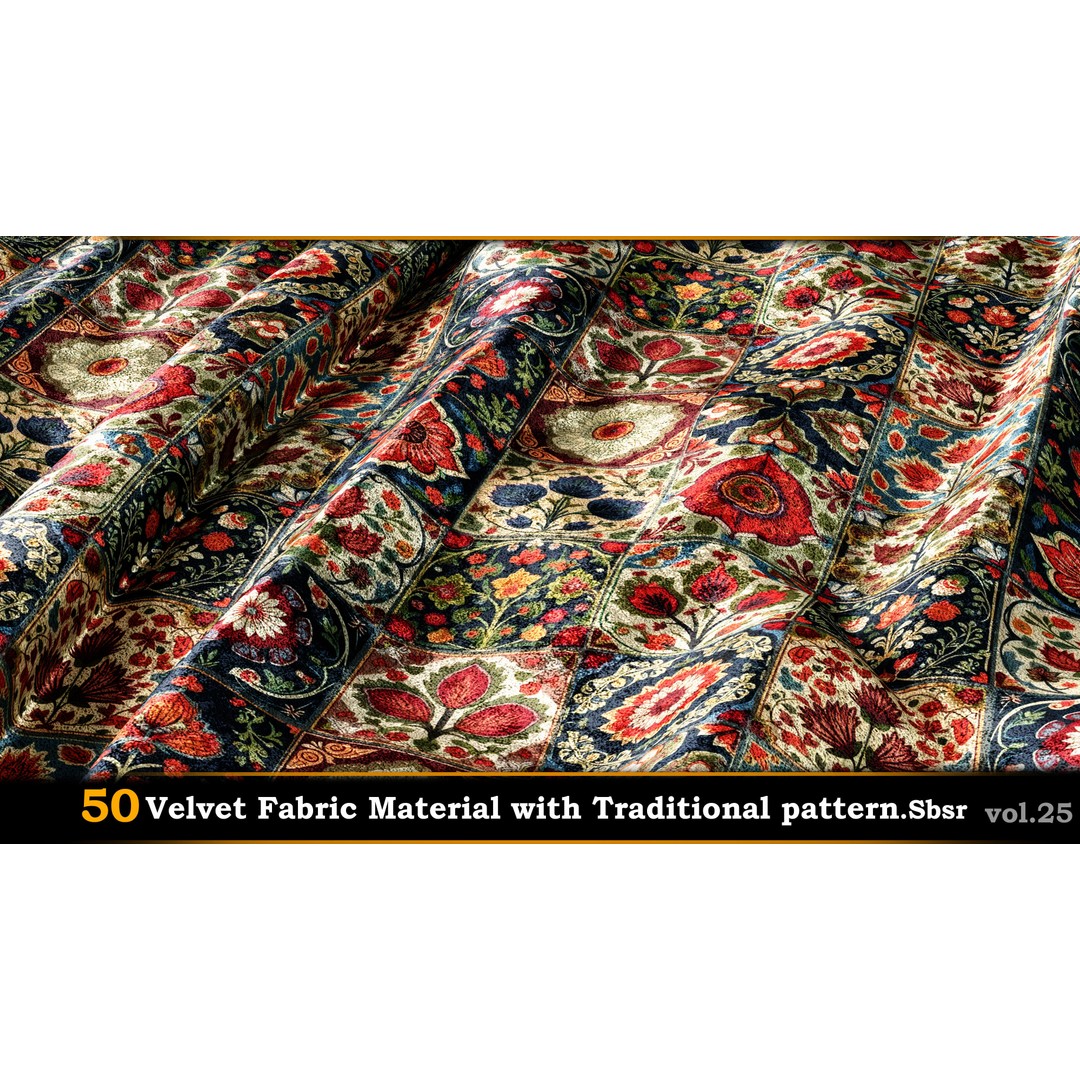 50 Velvet Fabric Materials – Traditional Pattern Textures for Fabric Design - View 16