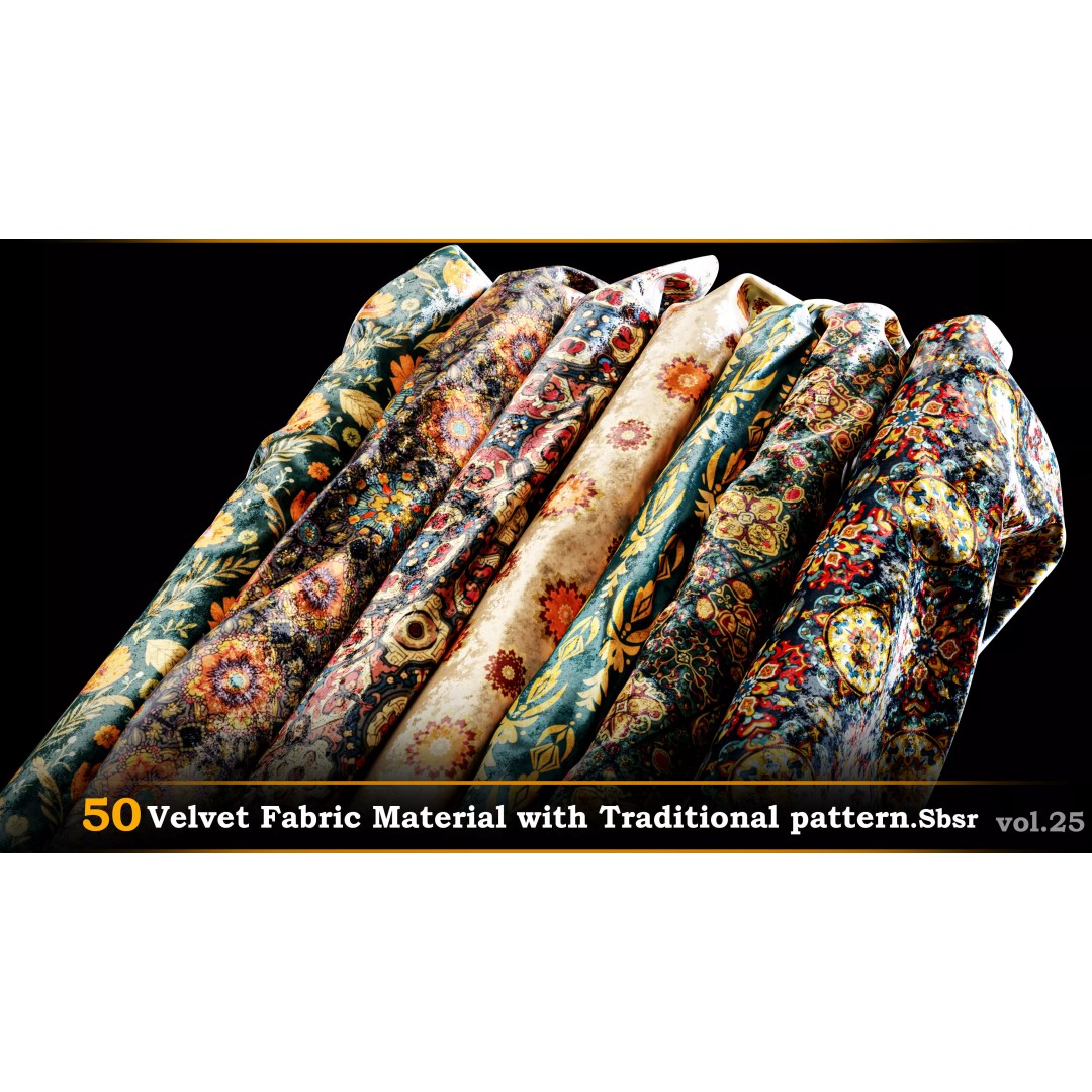 50 Velvet Fabric Materials – Traditional Pattern Textures for Fabric Design - View 2