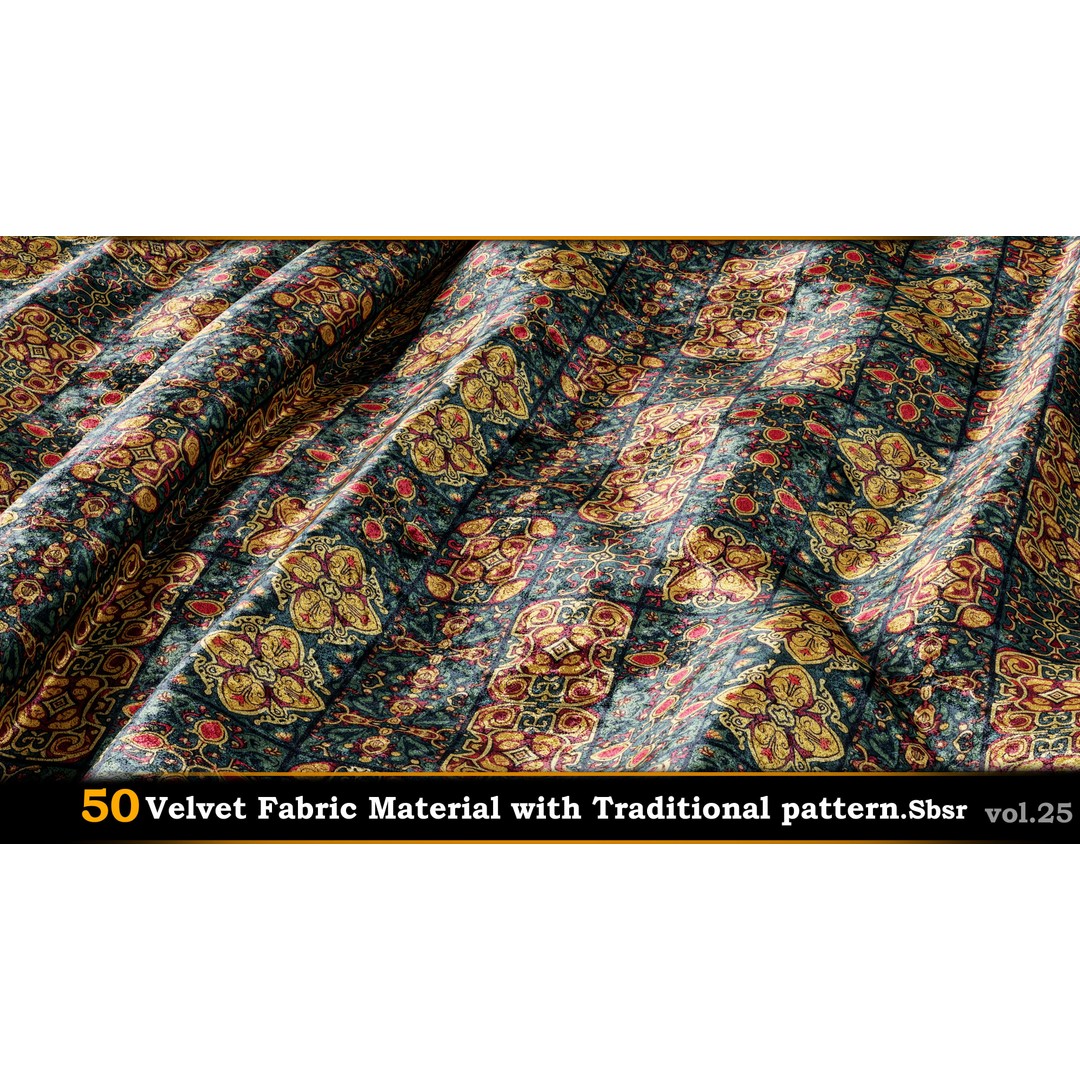 50 Velvet Fabric Materials – Traditional Pattern Textures for Fabric Design - View 3