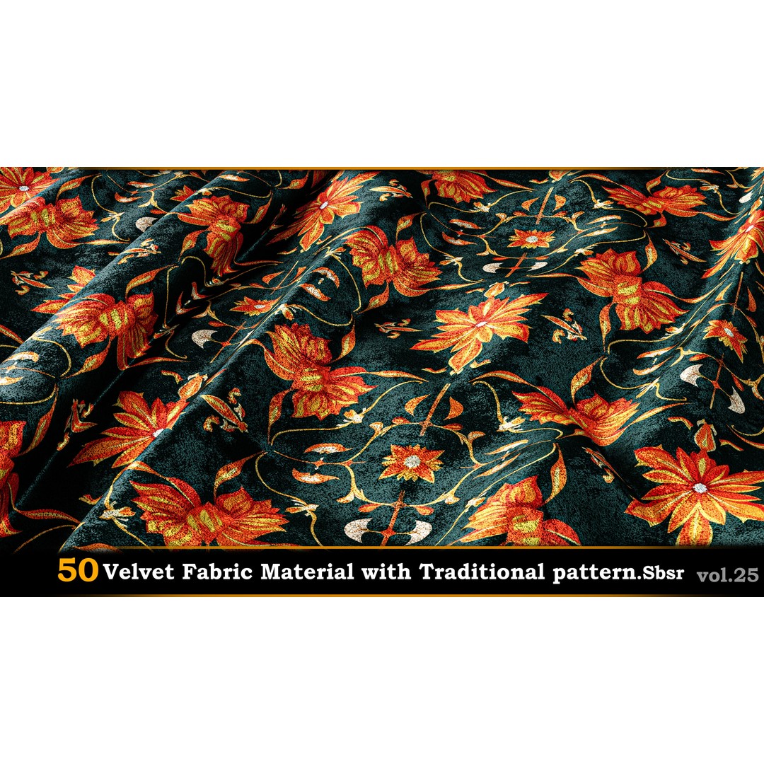 50 Velvet Fabric Materials – Traditional Pattern Textures for Fabric Design - View 8