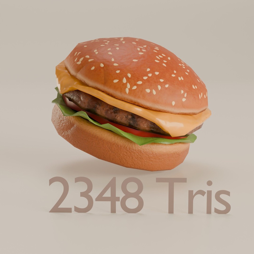 Hamburger 3D Model – Low Poly Game Ready Asset with PBR Textures