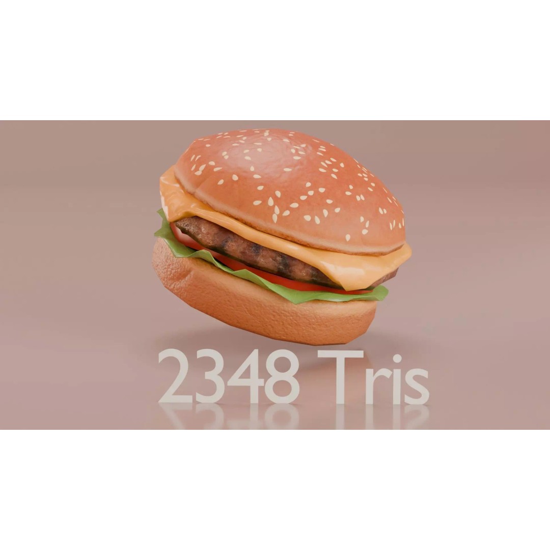 Hamburger 3D Model – Low Poly Game Ready Asset with PBR Textures - View 2