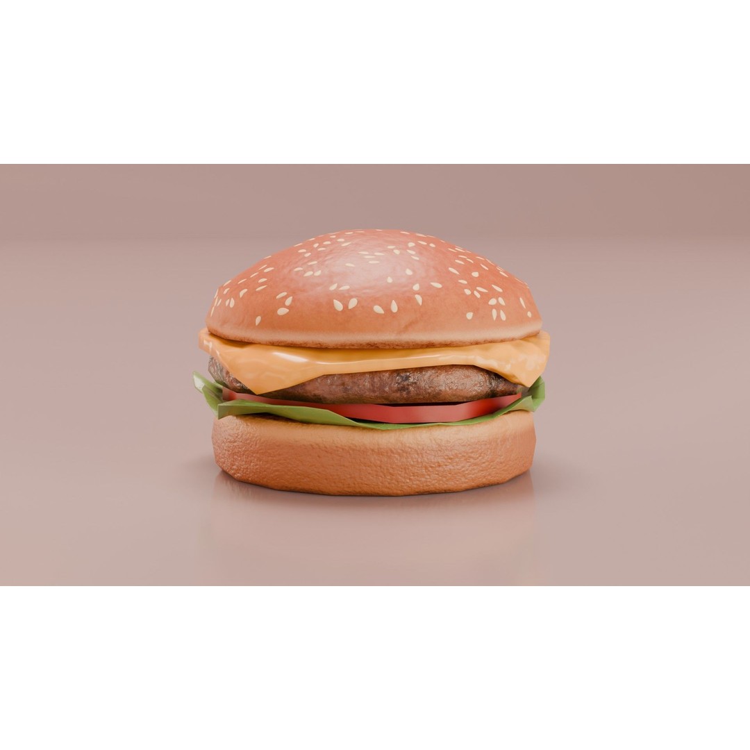 Hamburger 3D Model – Low Poly Game Ready Asset with PBR Textures - View 4