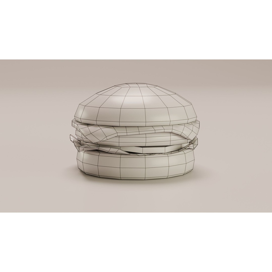 Hamburger 3D Model – Low Poly Game Ready Asset with PBR Textures - View 5