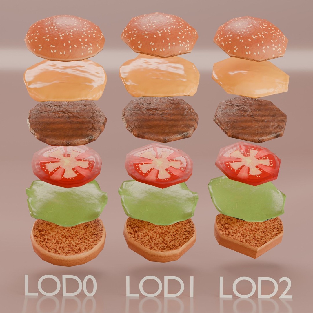Hamburger 3D Model – Low Poly Game Ready Asset with PBR Textures - View 6