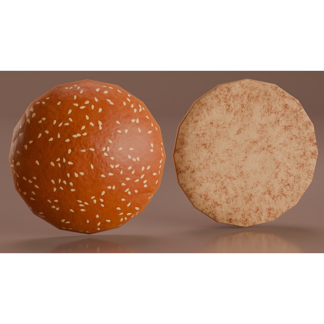 Hamburger 3D Model – Low Poly Game Ready Asset with PBR Textures - View 8