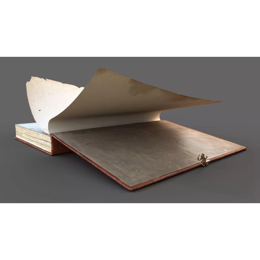Old Book 3D Model – Rigged Animated Low Poly with PBR Textures - View 11