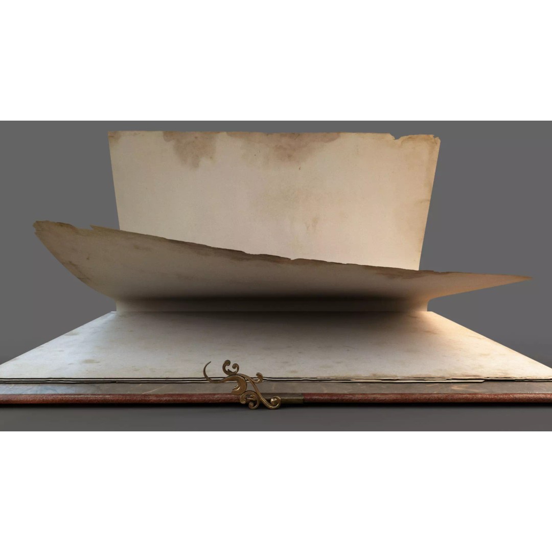 Old Book 3D Model – Rigged Animated Low Poly with PBR Textures - View 12