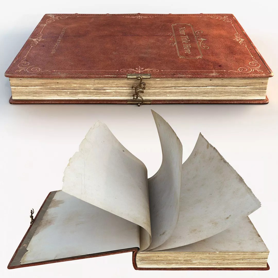 Old Book 3D Model – Rigged Animated Low Poly with PBR Textures - View 2