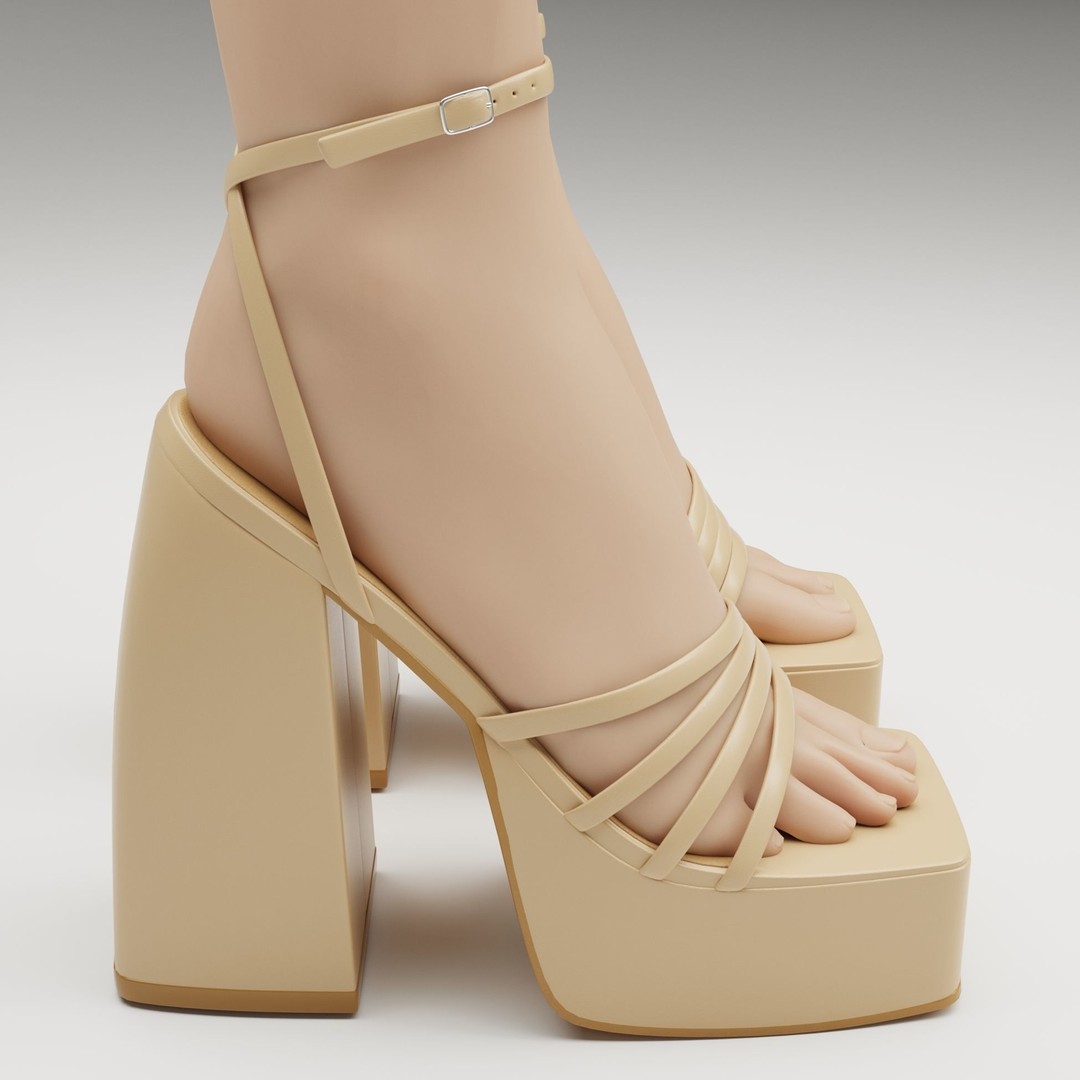 Heels 3D Model – Low Poly Game Ready Shoe with PBR Textures - View 5