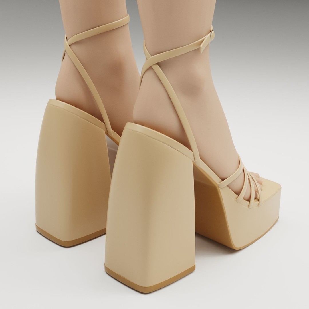 Heels 3D Model – Low Poly Game Ready Shoe with PBR Textures - View 7
