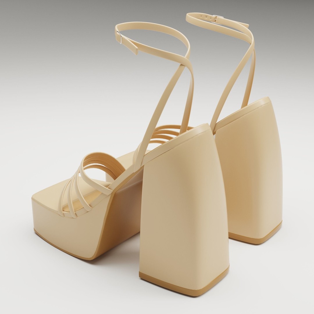 Heels 3D Model – Low Poly Game Ready Shoe with PBR Textures - View 9