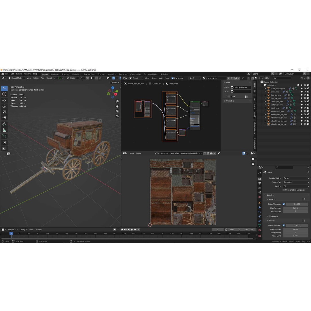 Stagecoach 3D Model – Low Poly Game Ready Asset, FBX, OBJ, Blender - View 10