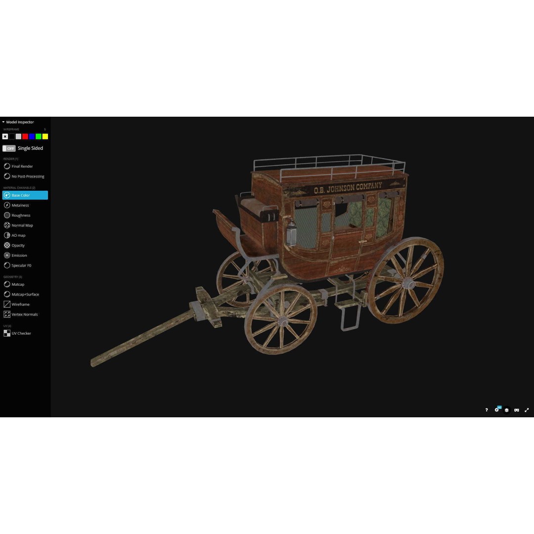 Stagecoach 3D Model – Low Poly Game Ready Asset, FBX, OBJ, Blender - View 11