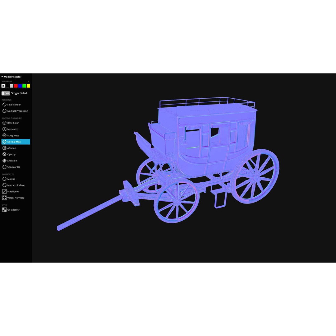 Stagecoach 3D Model – Low Poly Game Ready Asset, FBX, OBJ, Blender - View 14