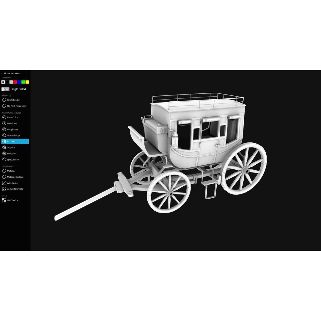 Stagecoach 3D Model – Low Poly Game Ready Asset, FBX, OBJ, Blender - View 15