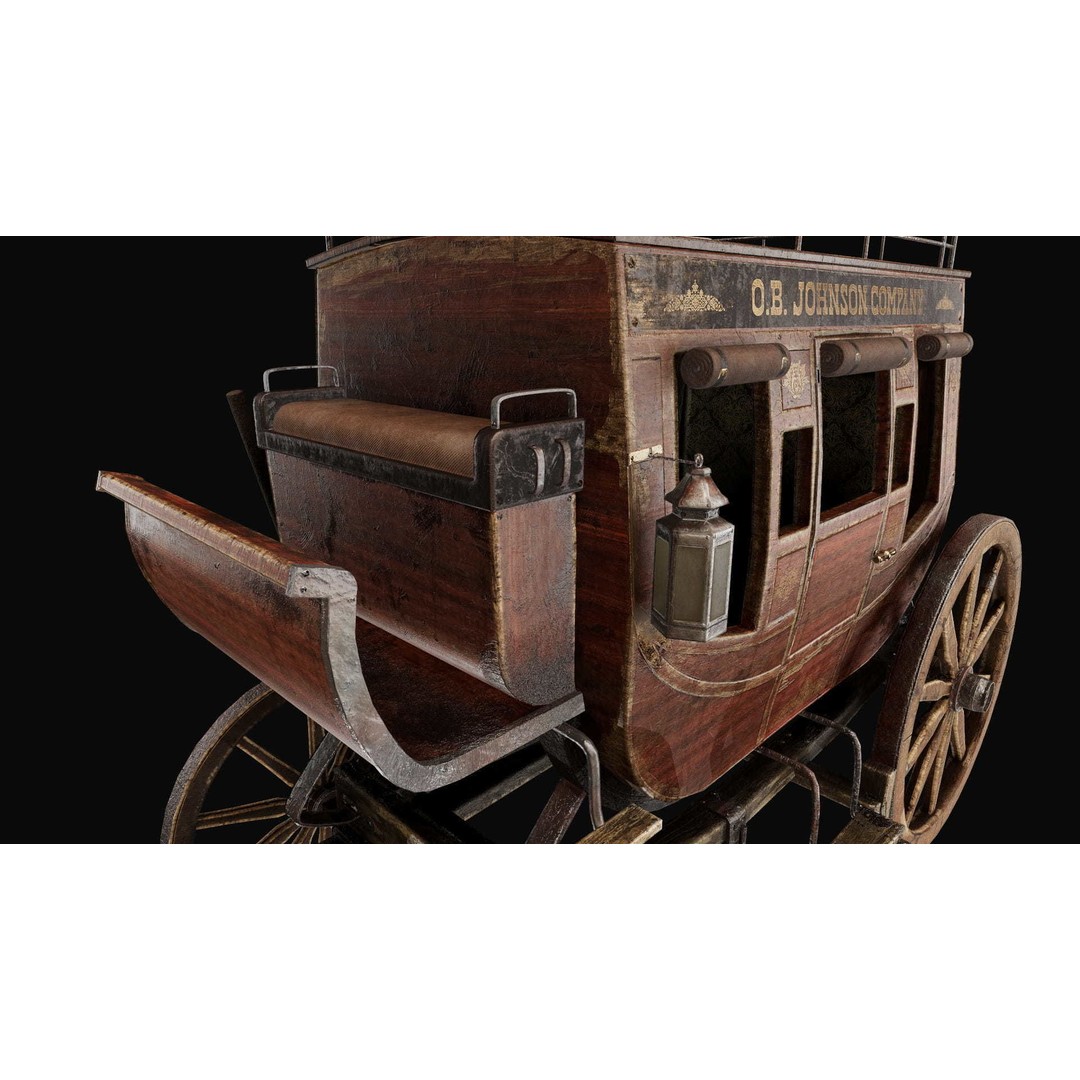 Stagecoach 3D Model – Low Poly Game Ready Asset, FBX, OBJ, Blender - View 5