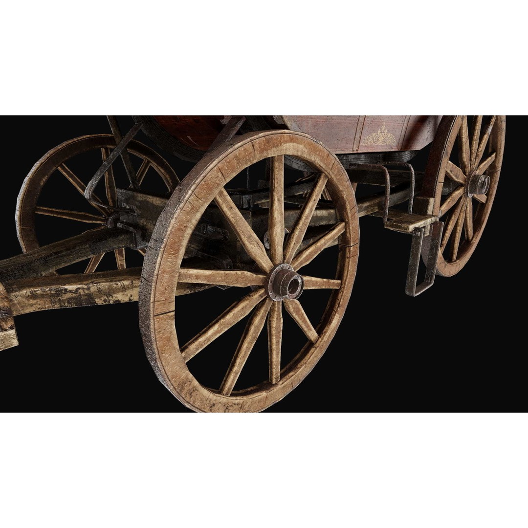Stagecoach 3D Model – Low Poly Game Ready Asset, FBX, OBJ, Blender - View 6