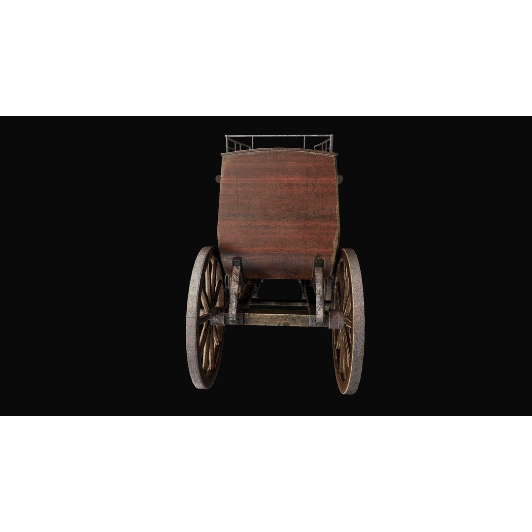 Stagecoach 3D Model – Low Poly Game Ready Asset, FBX, OBJ, Blender - View 7