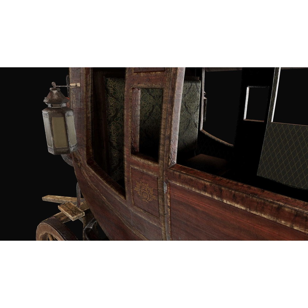 Stagecoach 3D Model – Low Poly Game Ready Asset, FBX, OBJ, Blender - View 8