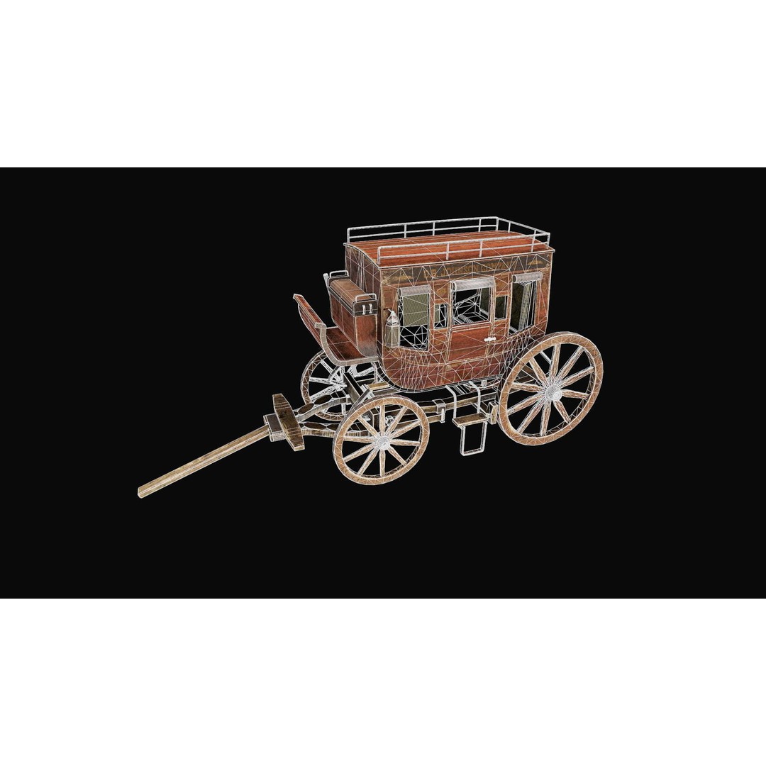 Stagecoach 3D Model – Low Poly Game Ready Asset, FBX, OBJ, Blender - View 9