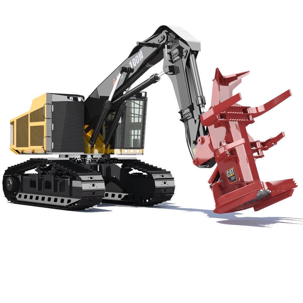Tracked Feller Buncher Cat 551 3D Model – High Poly Industrial Vehicle, FBX - View 3