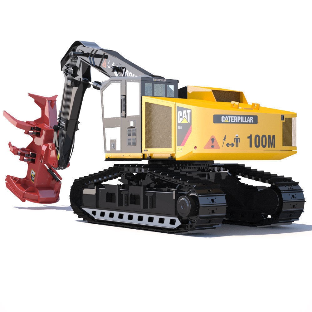 Tracked Feller Buncher Cat 551 3D Model – High Poly Industrial Vehicle, FBX - View 5
