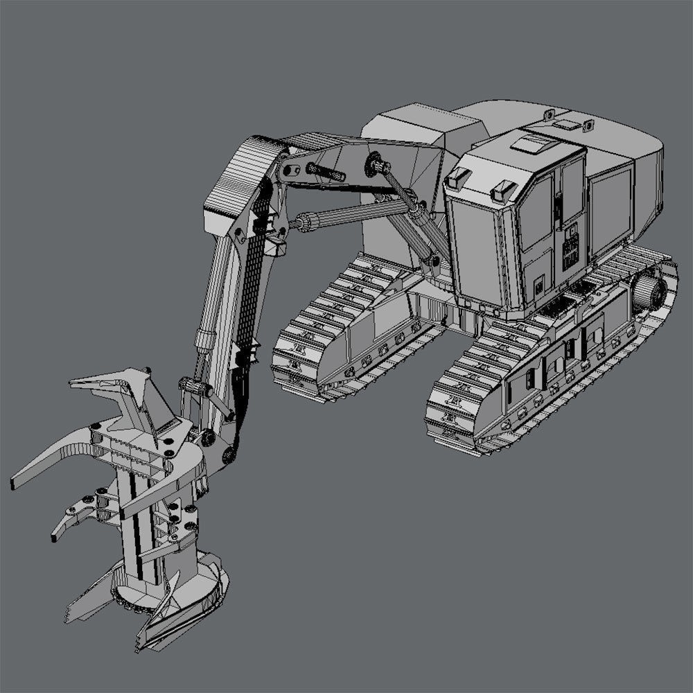 Tracked Feller Buncher Cat 551 3D Model – High Poly Industrial Vehicle, FBX - View 6