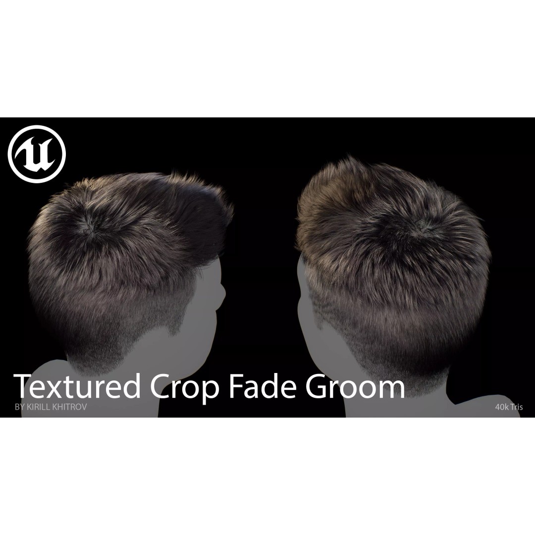 Male Textured Crop Fade 3D Model – Game-Ready Hair Asset, FBX - View 5